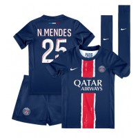 Paris Saint-Germain Nuno Mendes #25 Domáci Detský futbalový dres 2024-25 Krátky Rukáv (+ trenírky)